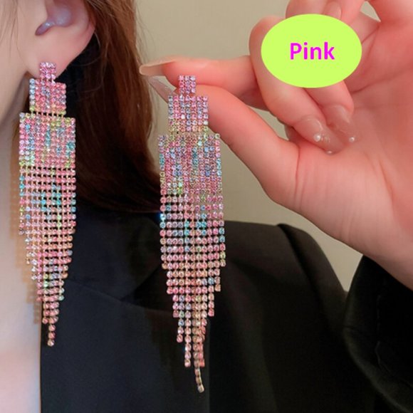🍏50% OFF/3+...Colorful Rhinestone Tassel Earrings - Picture 6 of 6